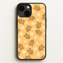 Cute Gingerbread And Snowflakes Pattern iPhone 13 Case