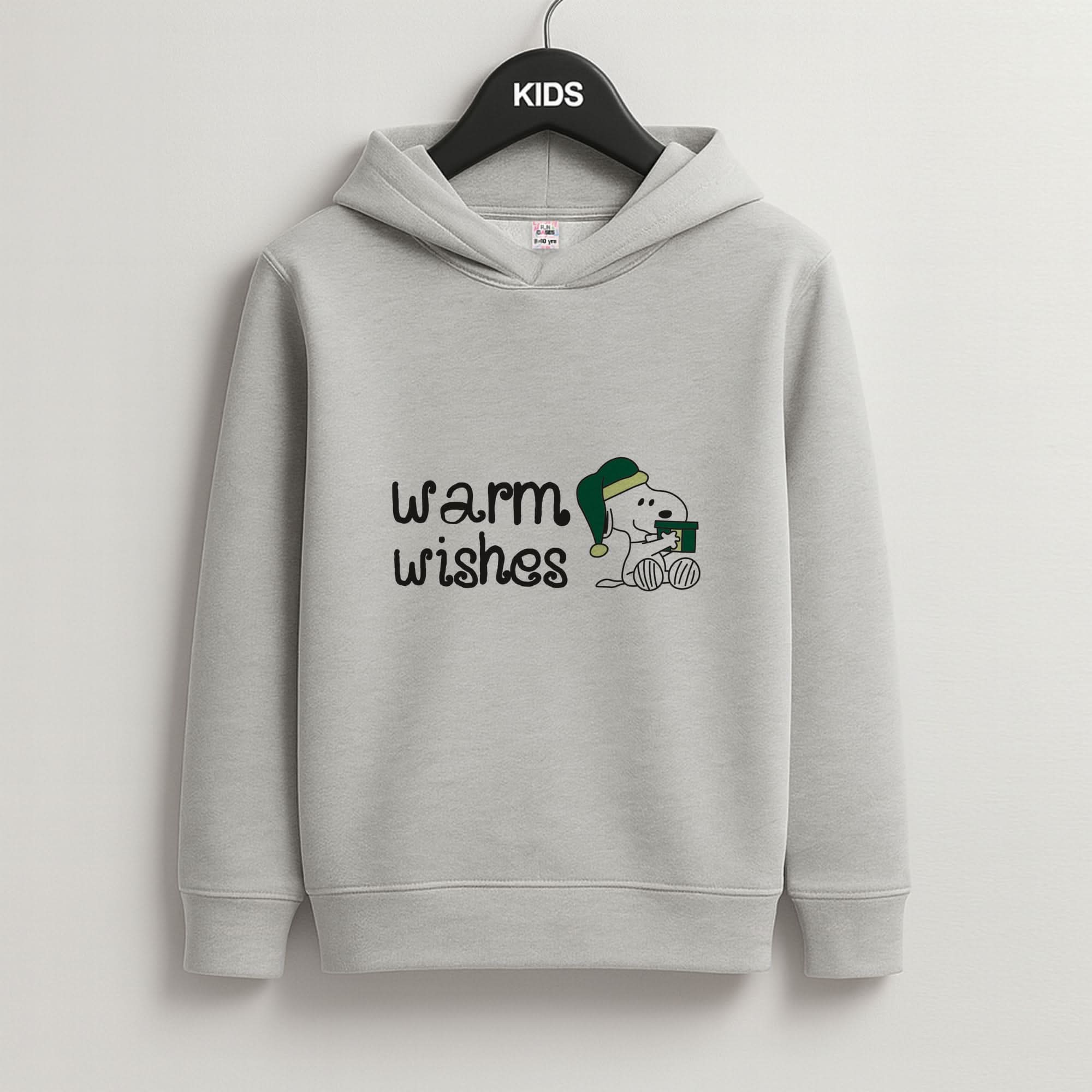 Cartoon Beagle Warm Wishes Grey Kids Hoodie