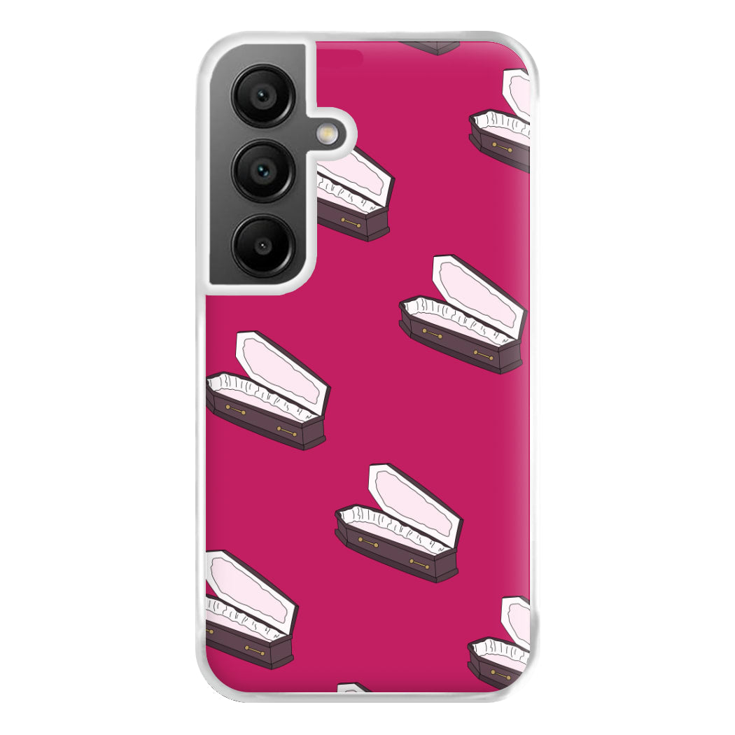 Bright Pink Coffin Pattern Galaxy A55 Case