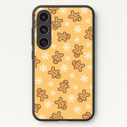 Cute Gingerbread And Snowflakes Pattern Galaxy S25 Case