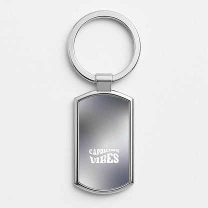 Capricorn Vibes Gradient Zodiac Silver Metal Keyring
