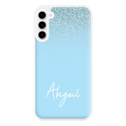 Blue Glitter Personalised Name Galaxy S23FE Case