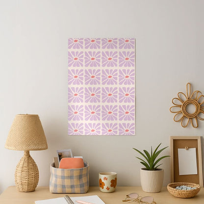 Square Abstract Flowers Mauve Art Print