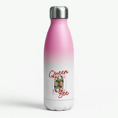 Queen Bee Playing Card Pink Water Bottle