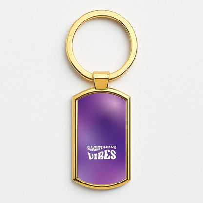 Sagittarius Vibes Gradient Zodiac Gold Keyring