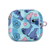 Blue Alien And Hearts Pattern AirPods Case 4