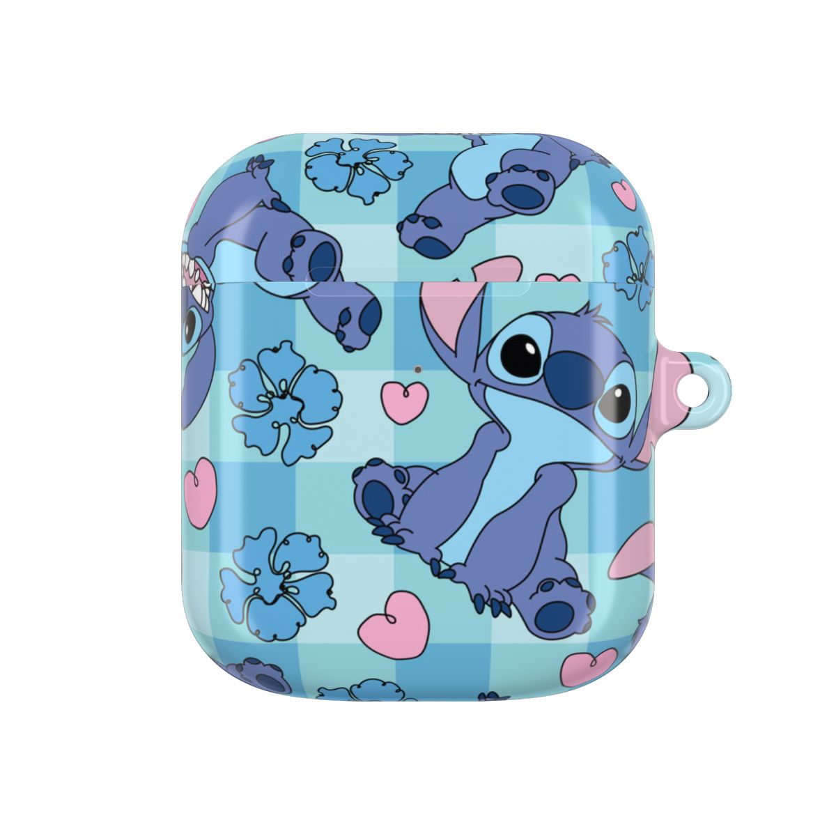Blue Alien And Hearts Pattern AirPods Case