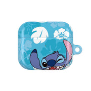 Cute Blue Alien Floral Pattern AirPods Case 3