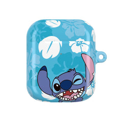 Cute Blue Alien Floral Pattern AirPods Case