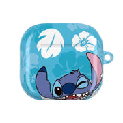 Cute Blue Alien Floral Pattern AirPods Case 4