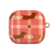 Tartan Dachshunds And Paws Pattern AirPods Case 4