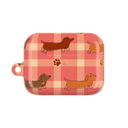 Tartan Dachshunds And Paws Pattern AirPods Case 6