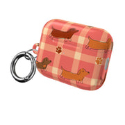 Tartan Dachshunds And Paws Pattern AirPods Case 8