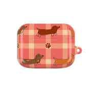 Tartan Dachshunds And Paws Pattern AirPods Case 5