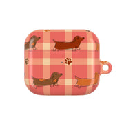 Tartan Dachshunds And Paws Pattern AirPods Case 3