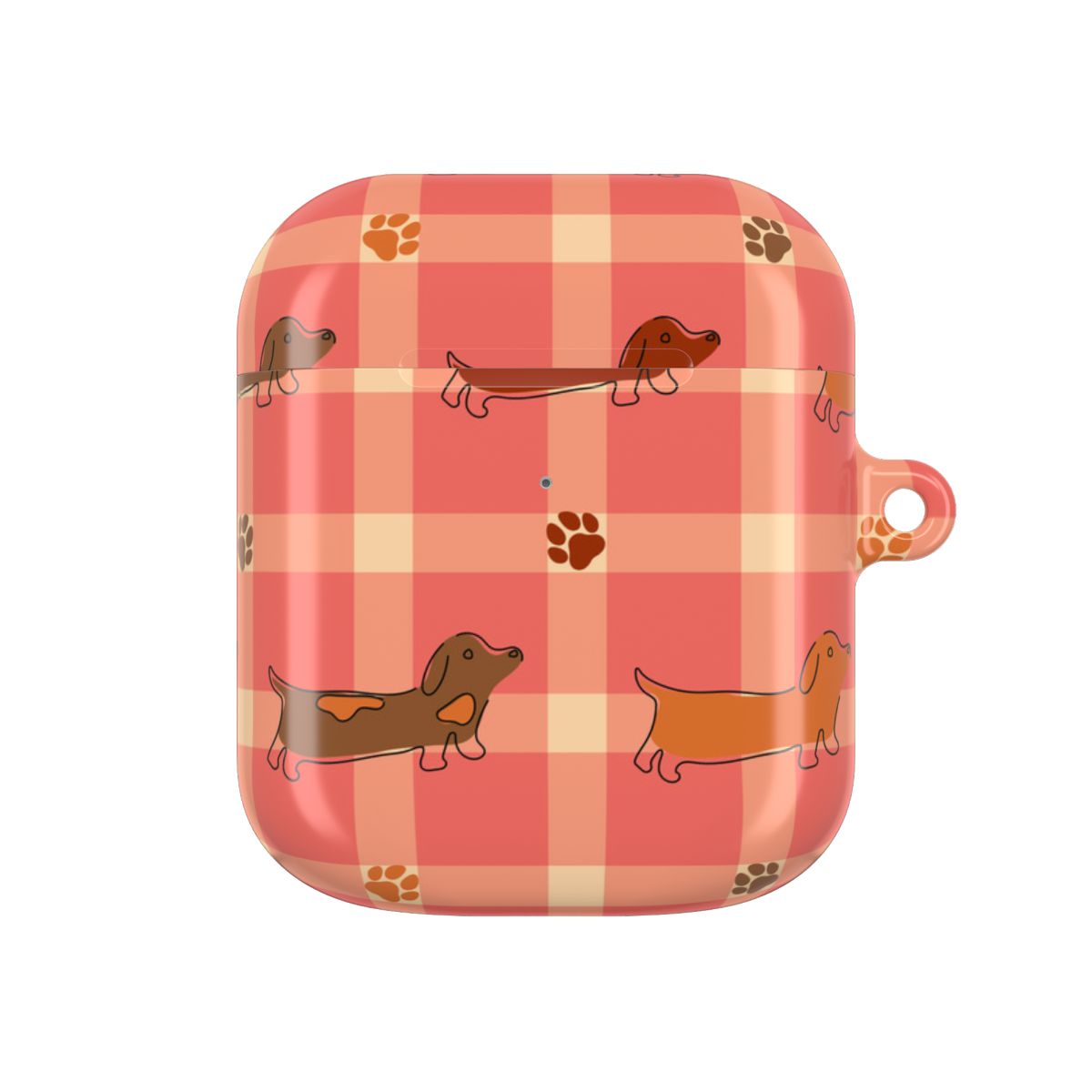 Tartan Dachshunds And Paws Pattern AirPods Case