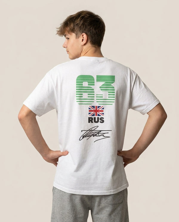 George Russel - F1 T-Shirt — White Back, worn