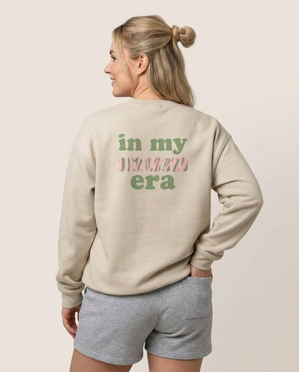 In My Mum Era Sweatshirt — Sand Back, worn