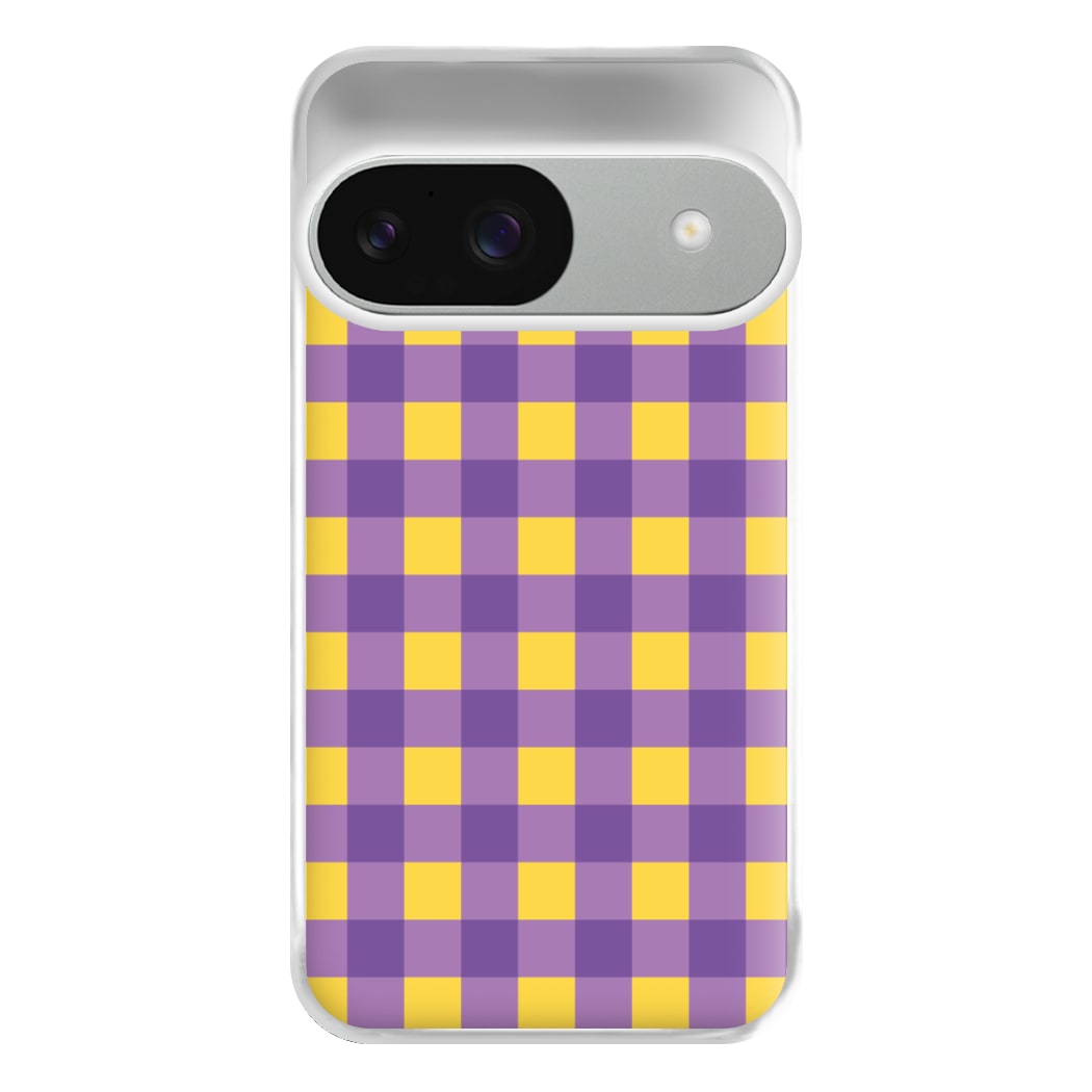 Purple And Yellow Checkered Pattern Google Pixel 9 / 9 Pro Case