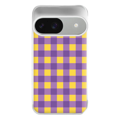 Purple And Yellow Checkered Pattern Google Pixel 9 / 9 Pro Case