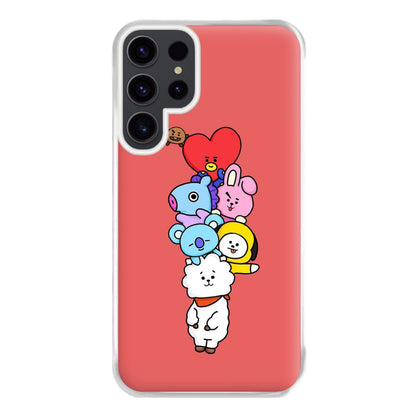 Red BT21 - RJ, Mang, Koya, Chimmy, Cooky, Shooky, Tata - K Pop Phone Case