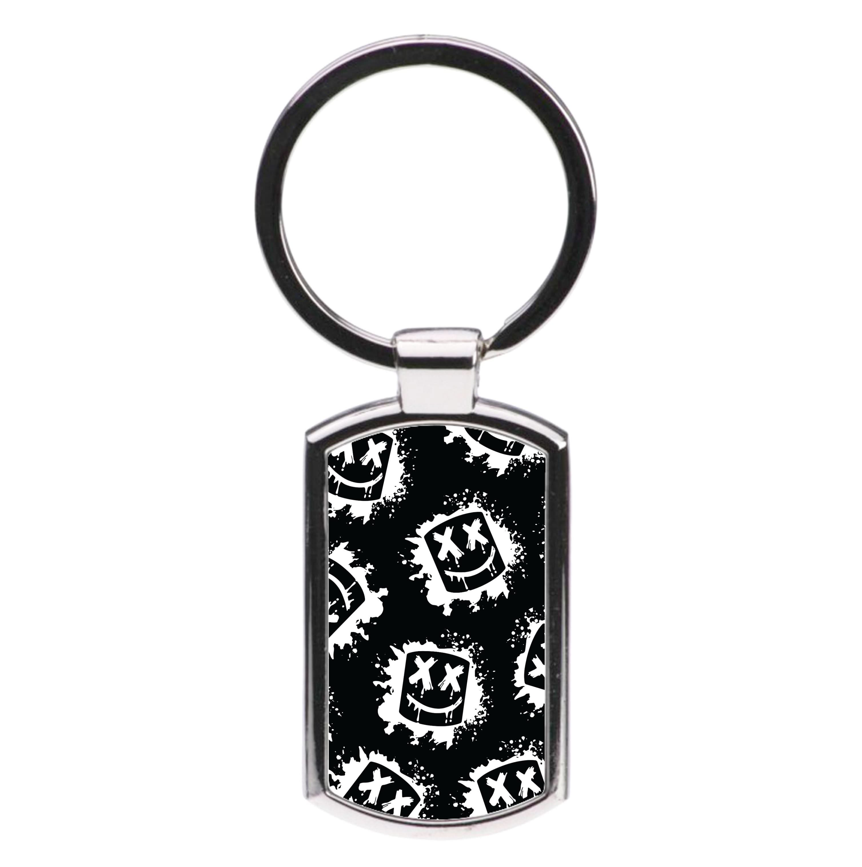 Black And White Helmet DJ Pattern Luxury Keyring