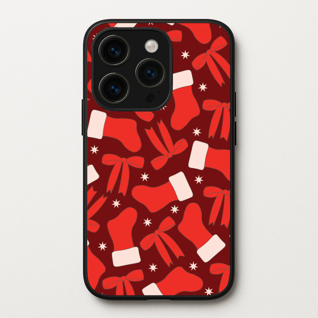 Stockings And Bows Pattern iPhone 14 Pro Max Case