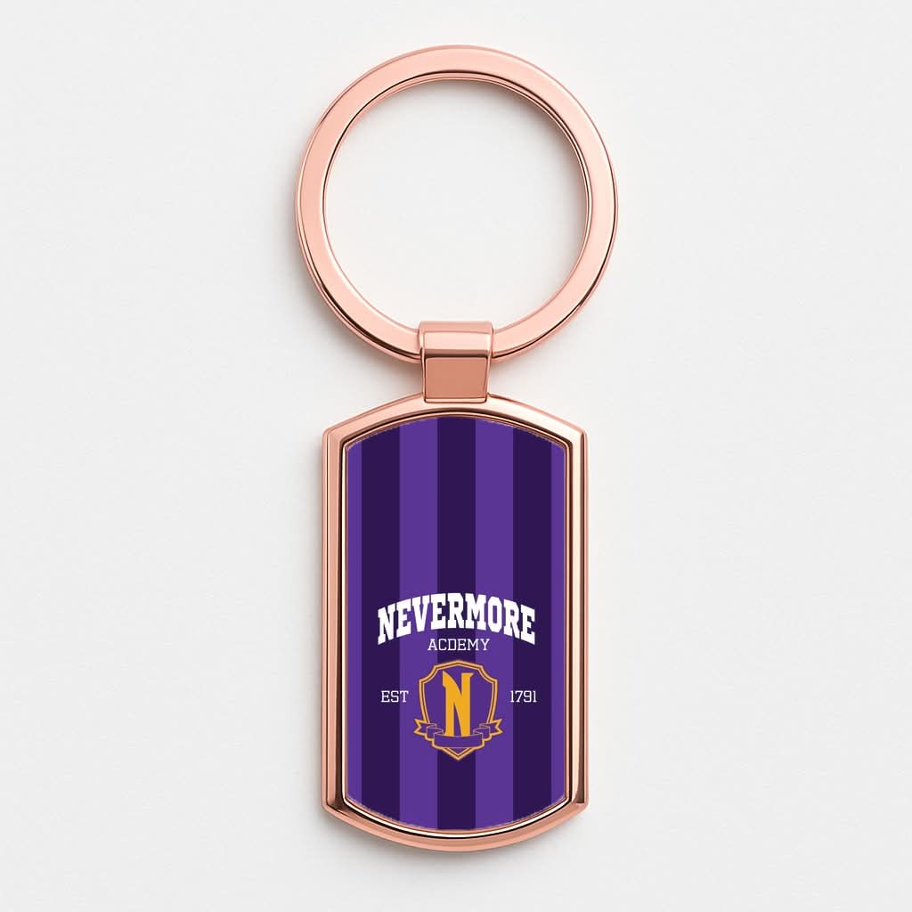 Addams Academy Purple Rose Gold Keyring