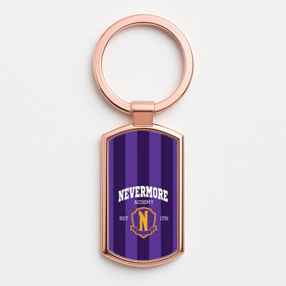 Addams Academy Purple Rose Gold Keyring