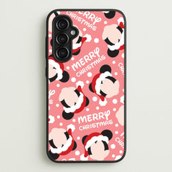 Merry Christmas Cartoon Mouse Pattern Galaxy A14 Case