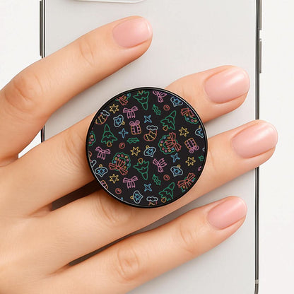 Neon Christmas Icons Pattern I Phone Grip