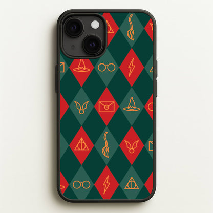 Christmas Wizard Icons Argyle Pattern iPhone 13 Mini Case