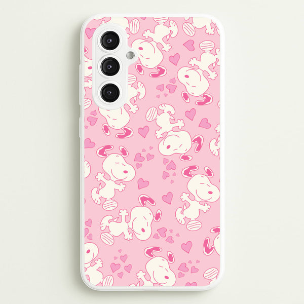 Cartoon Beagle Valentine Hearts Pattern Galaxy S23FE Case