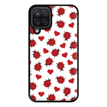 Ladybugs And Hearts Pattern Galaxy A12 Case