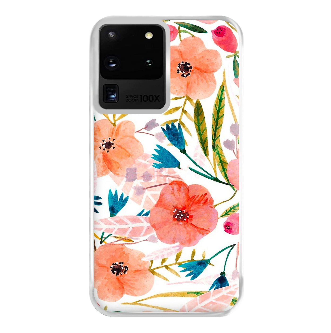 Peach Watercolour Floral Pattern Phone Case