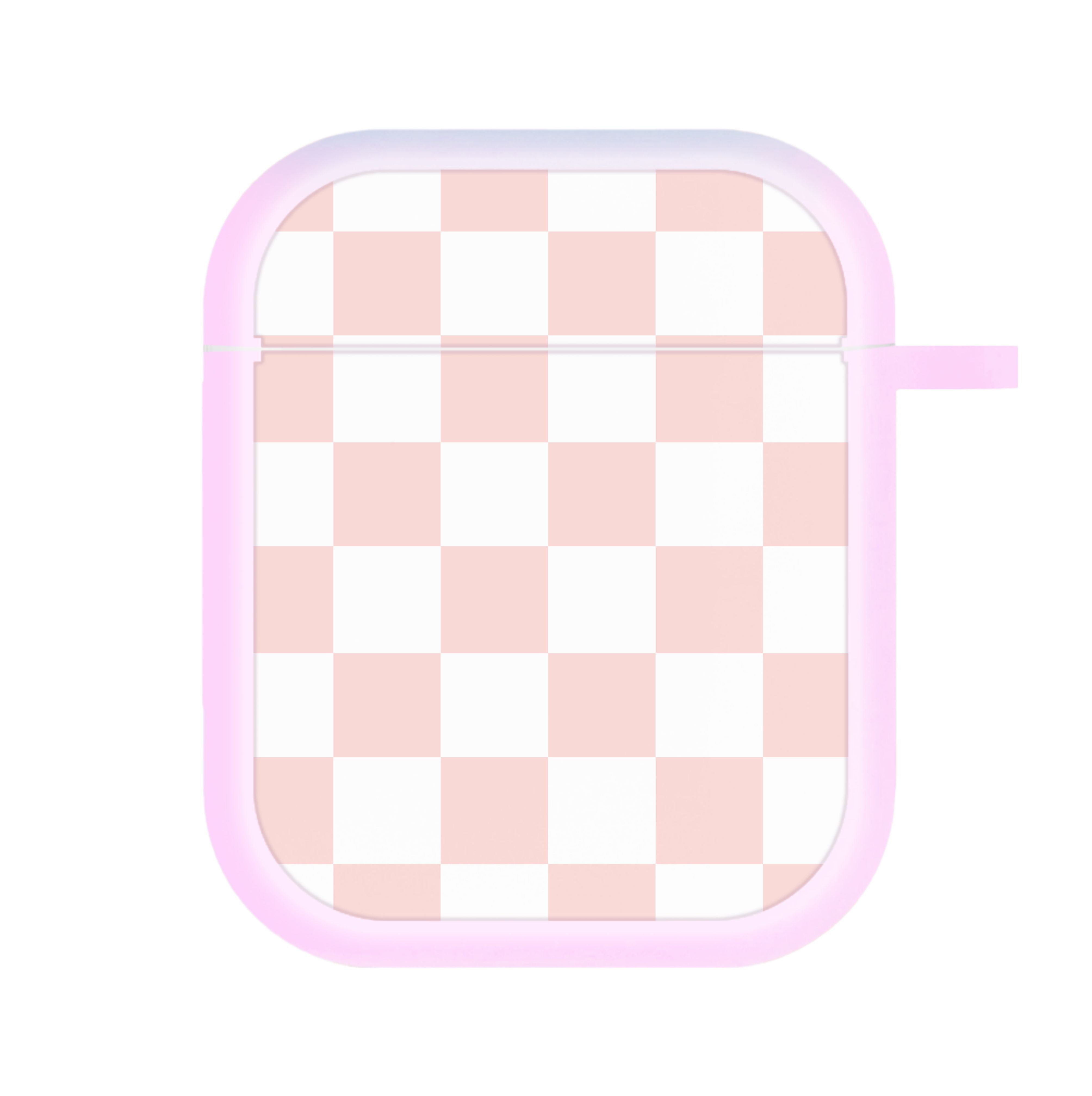 Pink And White Checkers AirPods Case