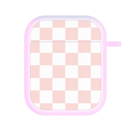 Pink And White Checkers AirPods Case