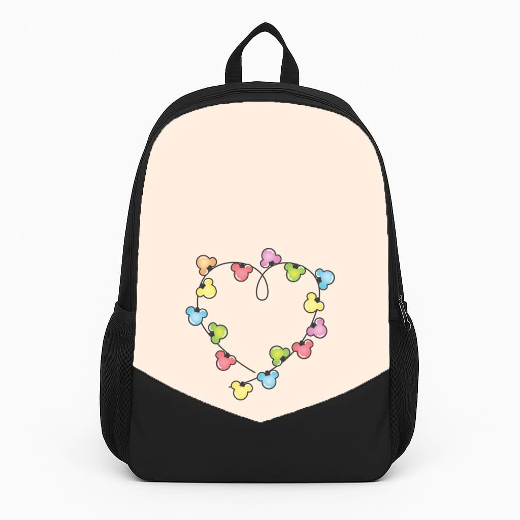 Cartoon Mouse Christmas Fairylights Heart Backpack