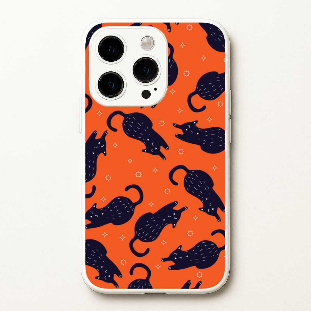 Black Cats And Stars Pattern iPhone 15 Pro Max Case