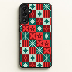 Geometric Square Christmas Pattern Galaxy A34 Case