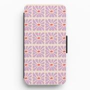 Square Abstract Flowers Mauve Flip / Wallet Phone Case 1