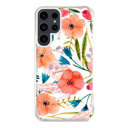 Peach Watercolour Floral Pattern Phone Case