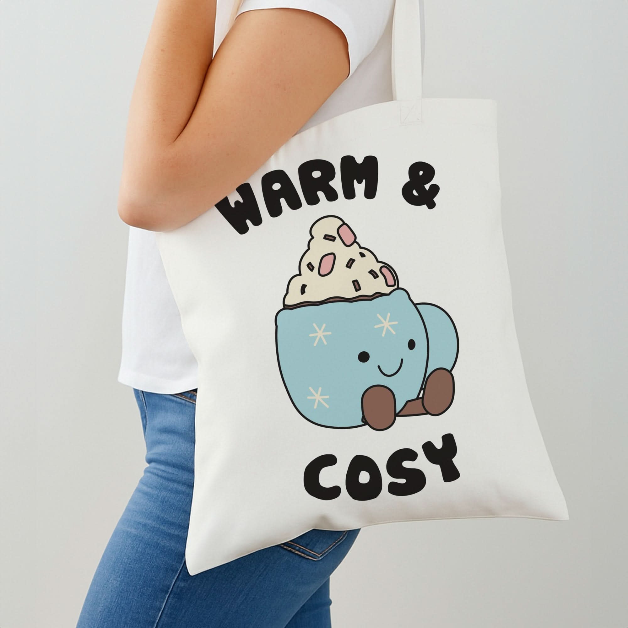 Hot Cocoa Plush Quote Shoulder Bag