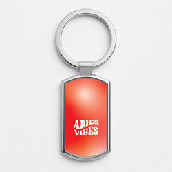 Aries Vibes Gradient Zodiac Silver Metal Keyring