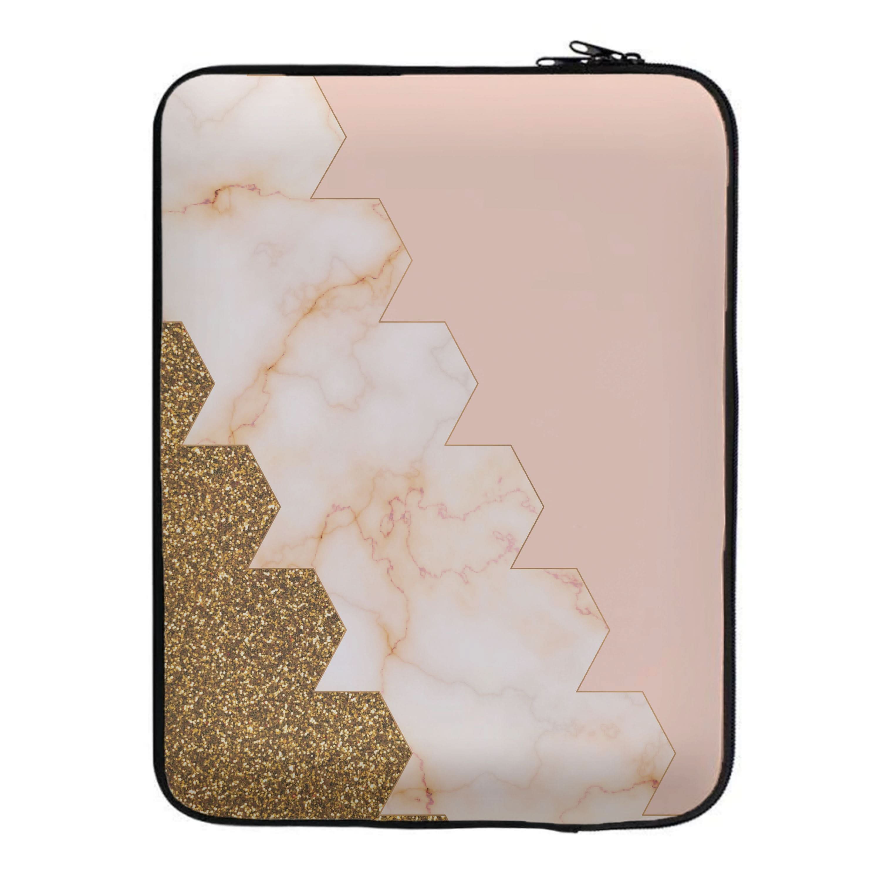 Glitter And Marble Geometric  Laptop Sleeve