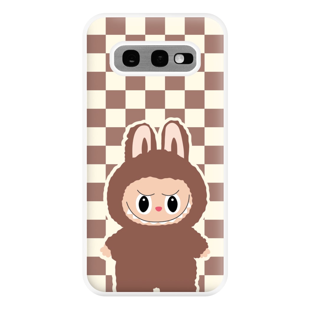 Checkered Cute Brown Monster  Galaxy S10e Case