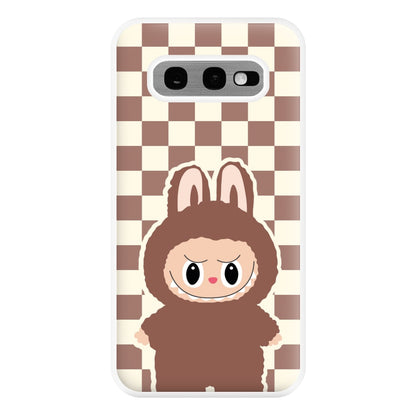 Checkered Cute Brown Monster  Galaxy S10e Case