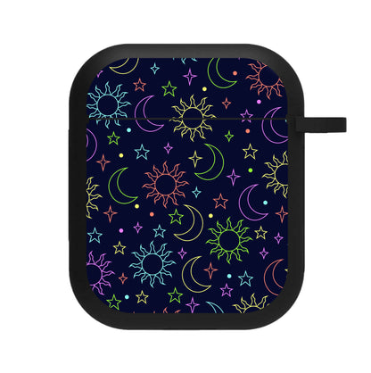 Sun, Moon And Stars Pattern Rainbow AirPods Case