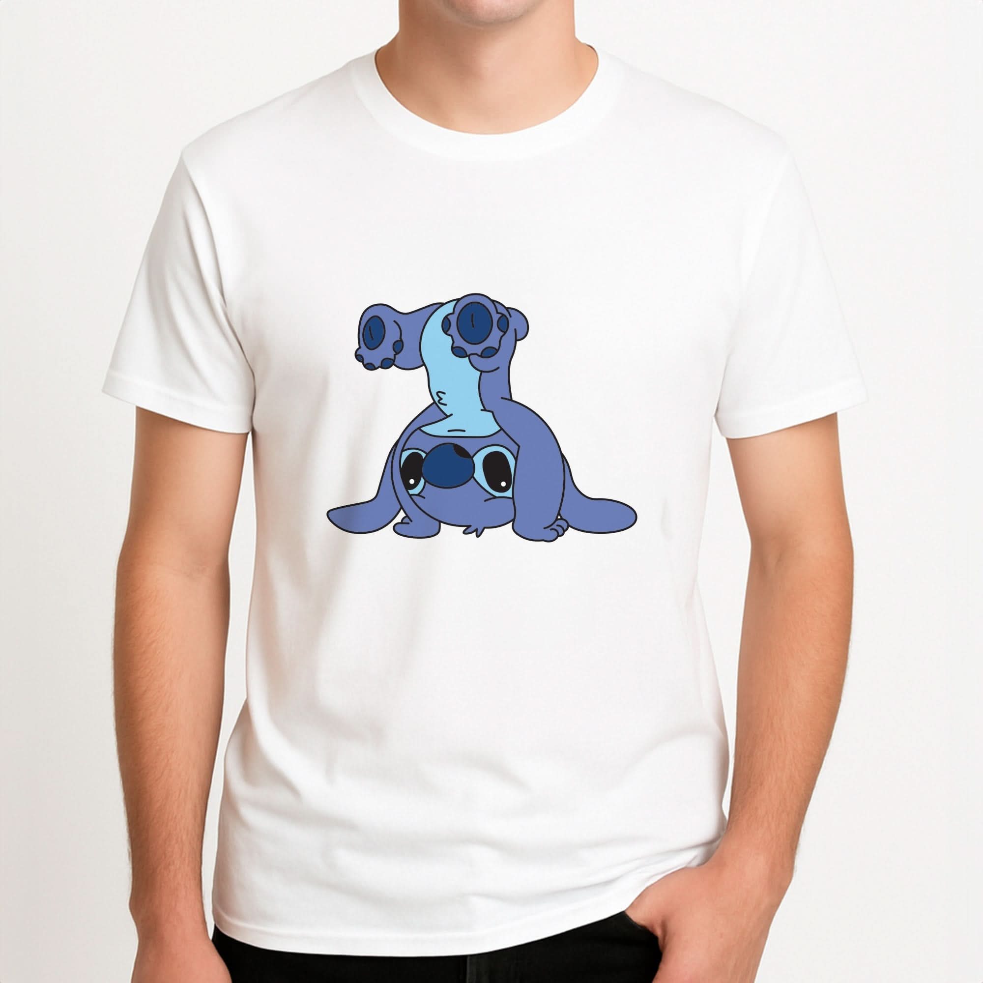 Cute Blue Alien Handstand Mens T-Shirt