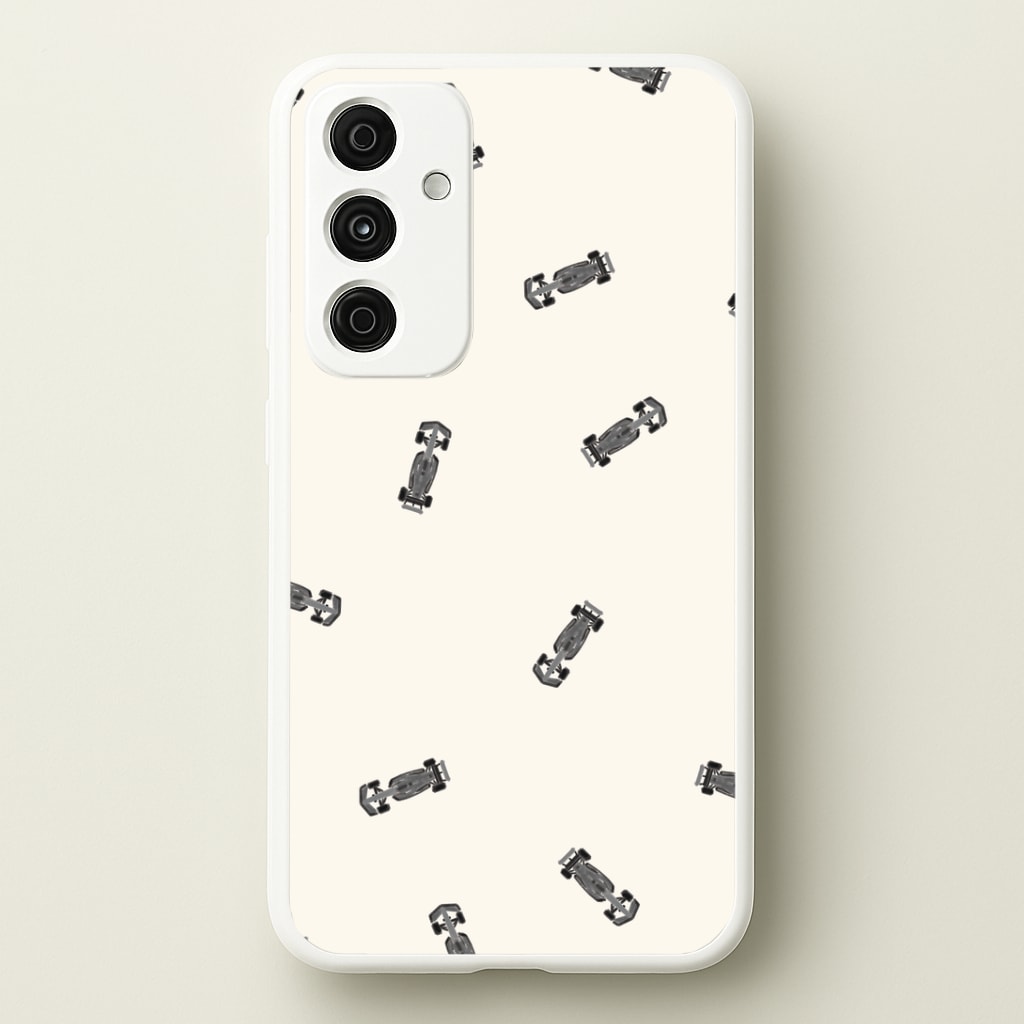Race Cars Pattern Off White Galaxy A55 Case